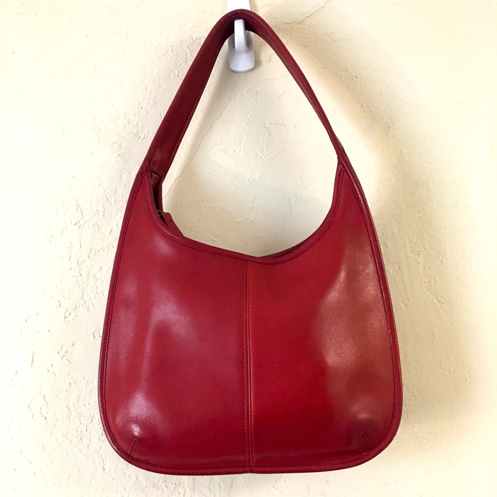 Vintage COACH Ergo 1998 Leather Hobo Shoulder HandBag 9025 Red